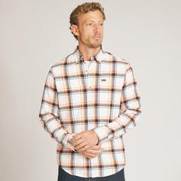 Mens LANDS END(R) Campside Flannel Shirt - Antique Ivory