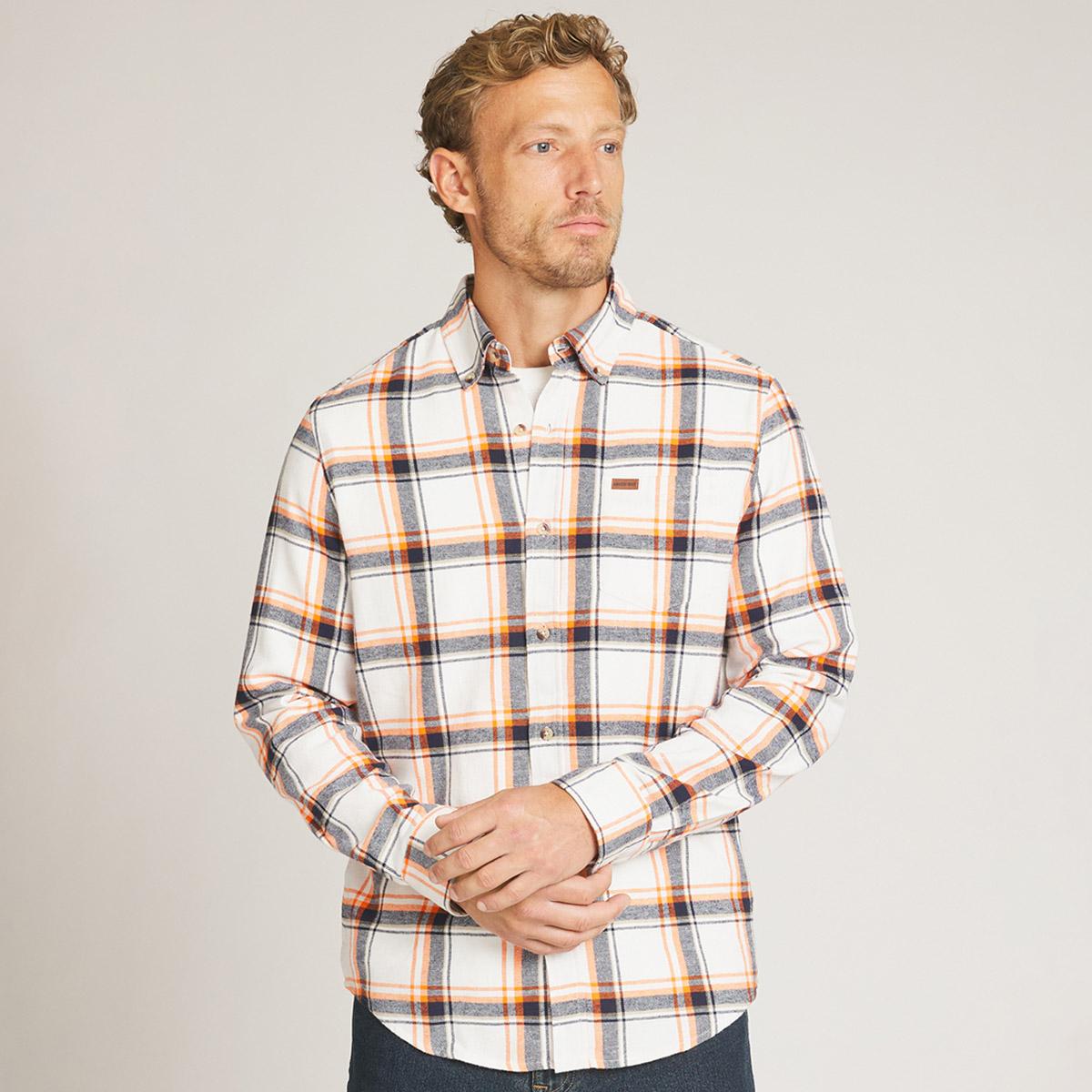 Mens LANDS END(R) Campside Flannel Shirt - Antique Ivory
