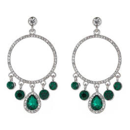 Roman Color Social Emerald Green Crystal Chandelier Post Earrings