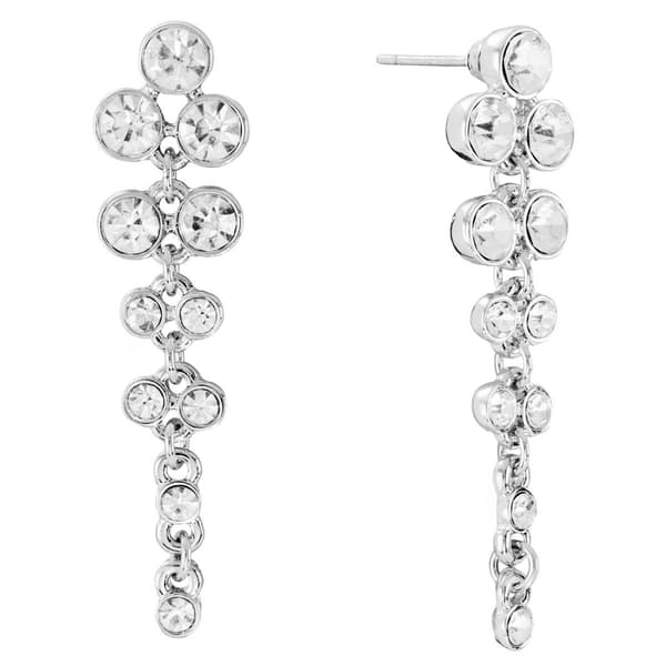 Athra Silver Plated & Clear Crystal Chain Drop Earrings