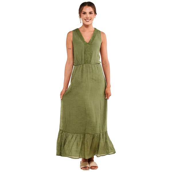 Womens Luxology Sleeveless V-Neck Gauze Maxi Dress - image 