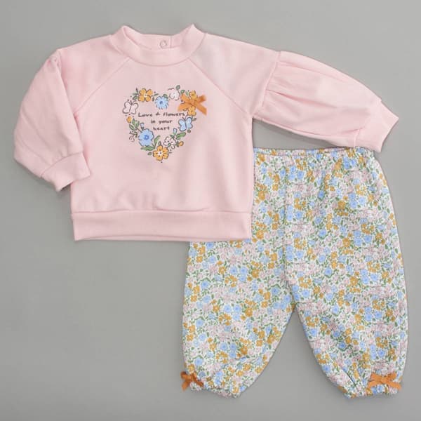 Baby Girl &#40;3-9M&#41; French Connection Heart Top & Bubble Pant Set - image 