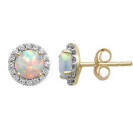 Gemstone Classics&#40;tm&#41; Opal & White Sapphire Halo Earrings