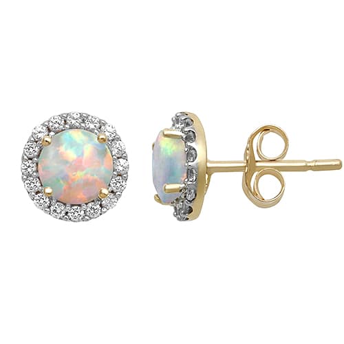 Gemstone Classics(tm) Opal & White Sapphire Halo Earrings - image 