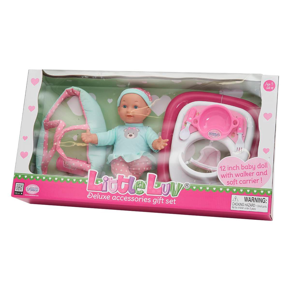 Uneeda 12in. Little Luv Doll with Walker & Carrier