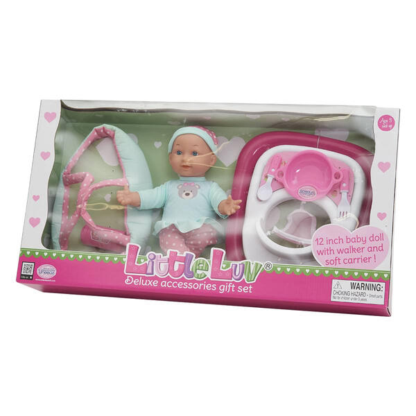 Uneeda 12in. Little Luv Doll with Walker &amp; Carrier - image 