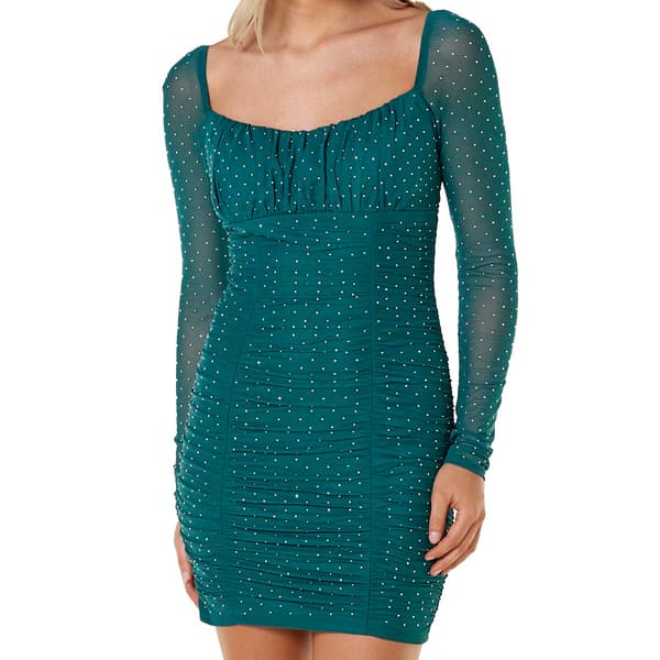 Juniors City Triangles Odette Studded Mesh Mini Sheath Dress