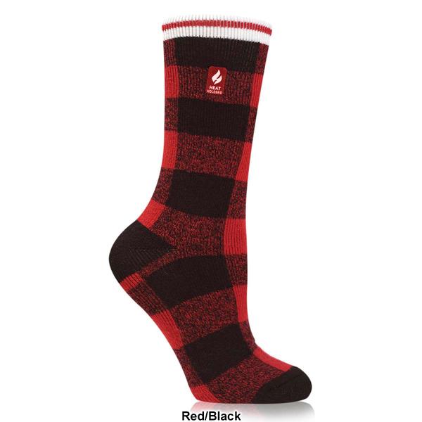 Womens Heat Holders Buffalo Plaid Crew Socks
