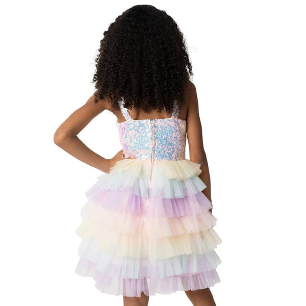 Girls &#40;7-16&#41; Rare Editions Sleeveless Sequin to Ombre Mesh Dress