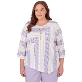 Plus Size Alfred Dunner Garden Party Spliced Stripe Texture Top