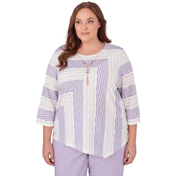 Plus Size Alfred Dunner Garden Party Spliced Stripe Texture Top - image 