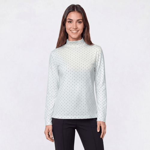 Womens Hasting & Smith Long Sleeve Mock Neck Dot Tee - image 