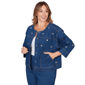 Plus Size Ruby Rd. Set Sail Grommet Detail Stretch Denim Jacket - image 2