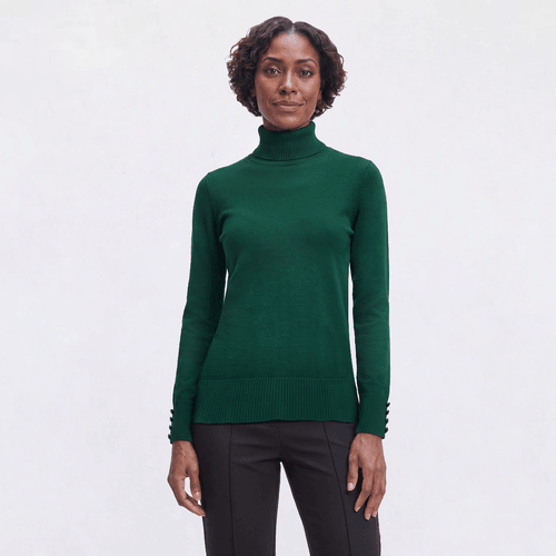 Womens Retrology Long Button Sleeve Turtleneck Sweater