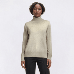 Womens Retrology Long Button Sleeve Turtleneck Sweater