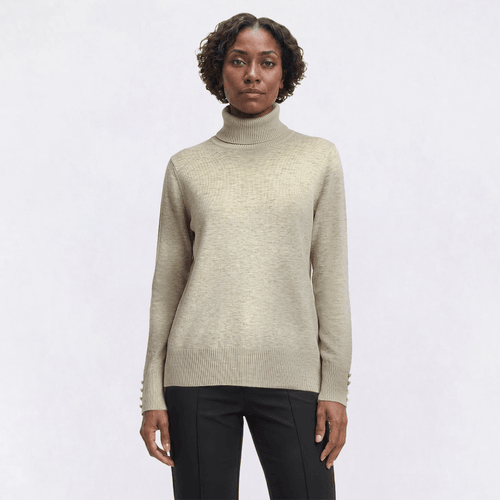 Womens Retrology Long Button Sleeve Turtleneck Sweater
