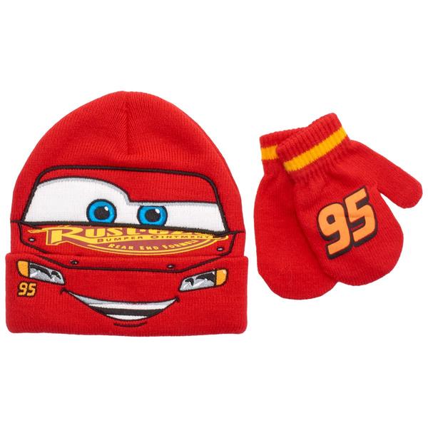 Toddler Boy Disney Pixar Cars(tm) Red Knit Beanie & Mittens Set - image 