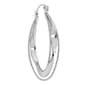 Fine Silver Plated 22mm Oval Beaded Edge Twisted Hoop Earrings - image 2