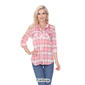 Womens White Mark Oakley Stretch Plaid Casual Button Down Top - image 9