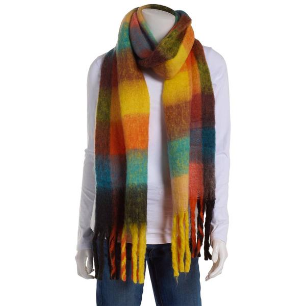Womens Renshun Plush Blanket Scarf with Noodle Fringes