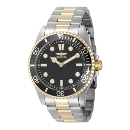 Mens Invicta Pro Diver Steel Gold Black Dial Quartz Watch - 49698