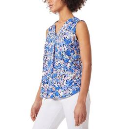 Womens Jones New York Sleeveless Pleated Front Floral Blouse