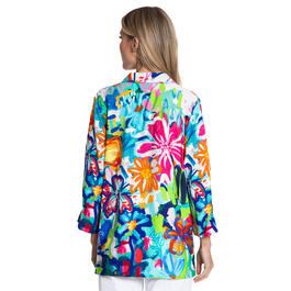 Womens Ali Miles 3/4 Sleeve Floral Button Front Jacket