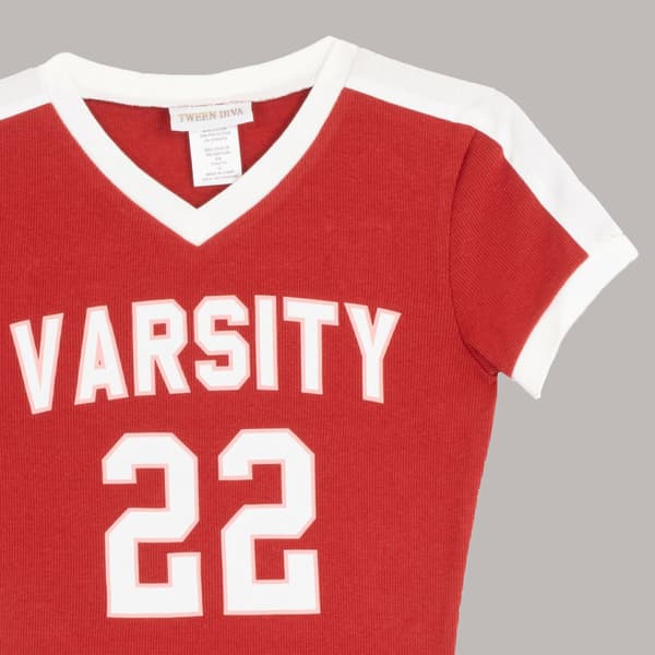 Girls (7-14) Tween Diva Varsity Tee w/ French Terry Dolphin Skort