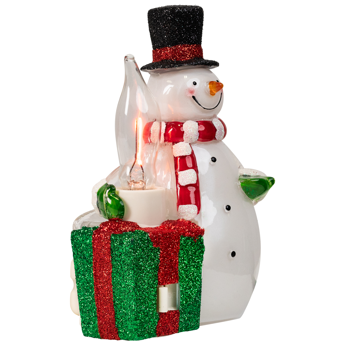 Northlight Snowman with Present Flickering Christmas Night Light