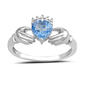 Sterling Silver Blue Topaz Claddagh Ring - image 1