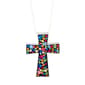 Silver Plated Brass & Confetti Crystal Cross Necklace - image 1