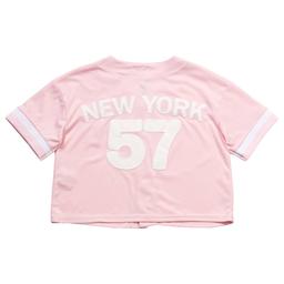 Girls (7-16) No Comment Short Sleeve NY Baseball Jersey w/ Skort