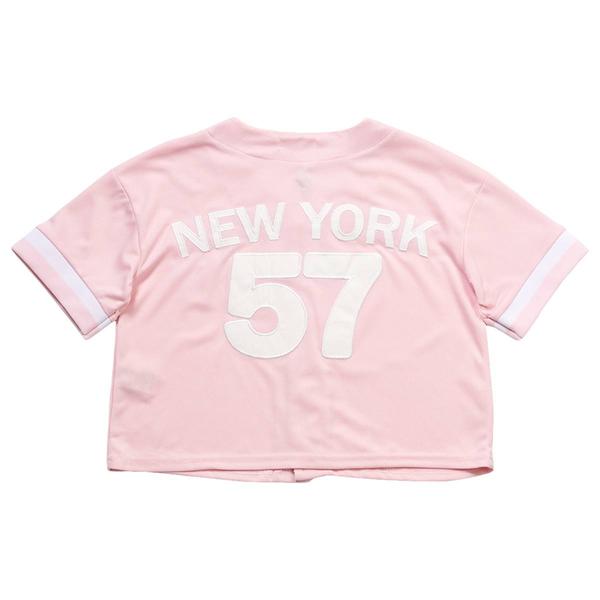 Girls (7-16) No Comment Short Sleeve NY Baseball Jersey w/ Skort
