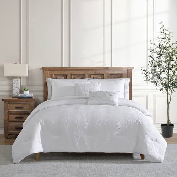Tahari Home Blanca 5pc. Bright White Geometric Comforter Set - image 