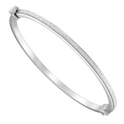 7in. Gold One(tm) 1kt. White Gold Glitter Bangle Bracelet
