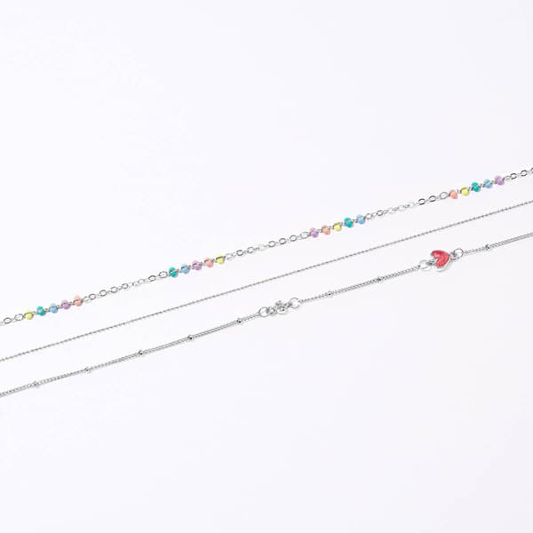 Ashley 3pc. Silver Multi Heart Timeless Dainty Dotted Anklet Set - image 