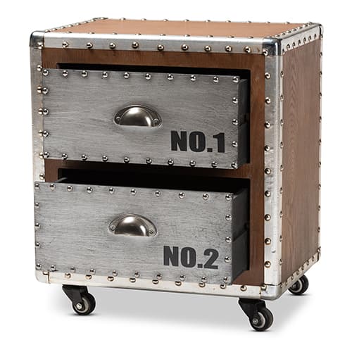 Baxton Studio Avere 2 Drawer Rolling Nightstand