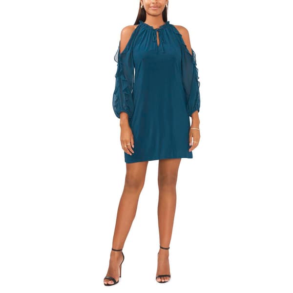 Womens MSK Cold Shoulder Ruffle Sheath Trim Dress