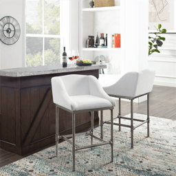 HH2 Home Dillon Low Profile Wingback White Counter Height Stool