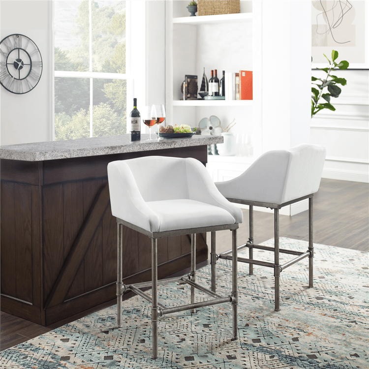 HH2 Home Dillon Low Profile Wingback White Counter Height Stool