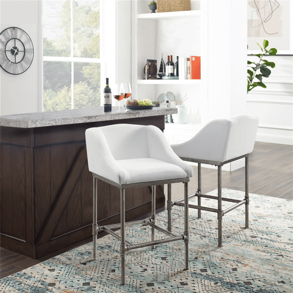 HH2 Home Dillon Low Profile Wingback White Counter Height Stool