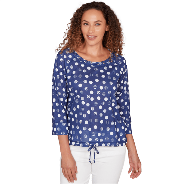 Petites Heart''s of Palm Smooth Sailing Printed Poly Slub 3/4 Sle