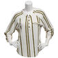 Womens Cure 3/4 Roll Tab Sleeve Stripe Split Neck Blouse - image 1