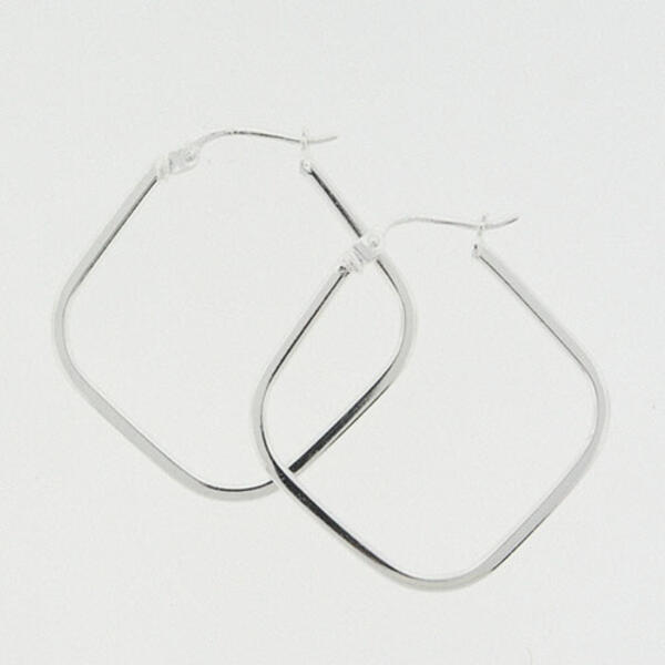 Sterling Silver Medium Square Hoop Earrings - image 