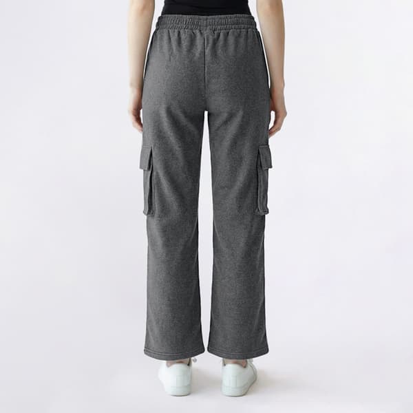 Juniors No Comment Fleece Lined Cargo Pocket Wide Leg Pants