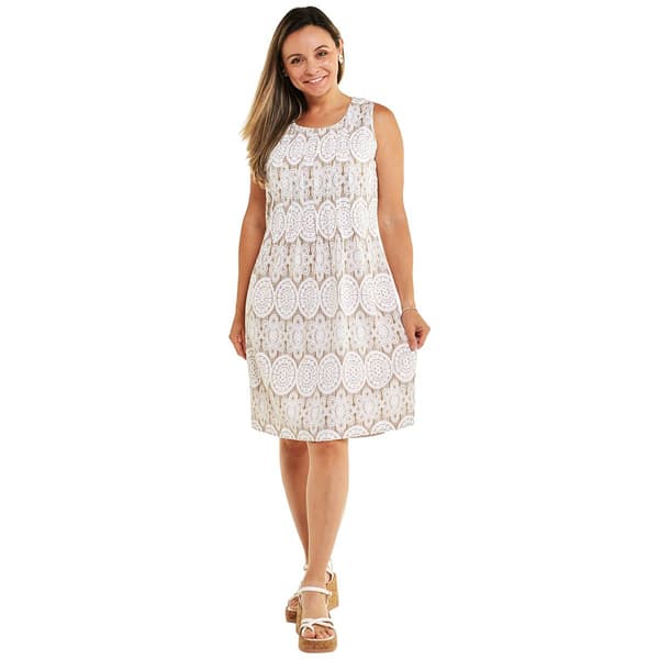 Womens Perceptions Sleeveless Pleated Shift Dress - image 