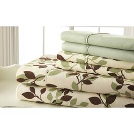 Spirit Linen Home&#40;tm&#41; Traditional Green/Brown Leaves Sheet Set