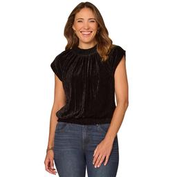 Womens Democracy Cap Sleeve Smock Neck Sweater