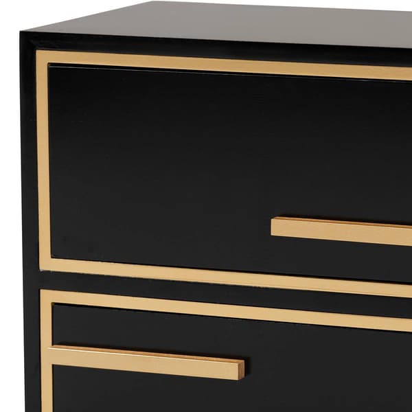 Baxton Studio Giolla Glam & Luxe Black Wood 2-Drawer Nightstand