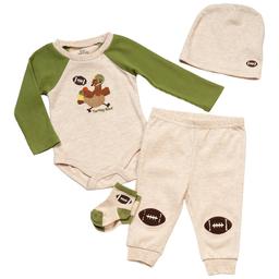 Baby Boy (3-9M) Baby Essentials 4pc. Turkey Bowl Bodysuit Set